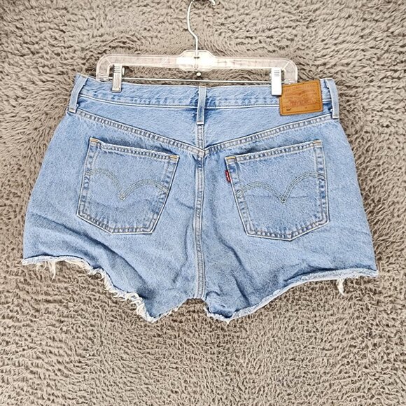 Levis Shorts Womens 34 501 Premium Big E Cotton Denim Button Fly Cutoff - Picture 1 of 16
